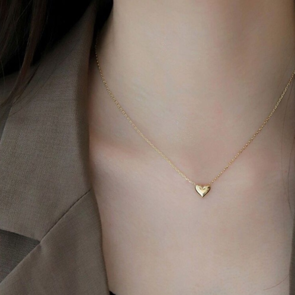 18K Gold-Plated Tiny Heart Necklace Dainty Minimalist Jewelry Dainty Heart Charm